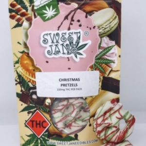 White Chocolate Christmas THC Pretzels | Sweetjaneedibles