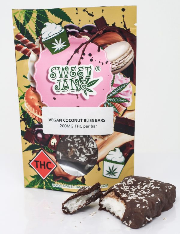 Indulge in Vegan Coconut THC Bliss Bars | Sweet Jane Edibles